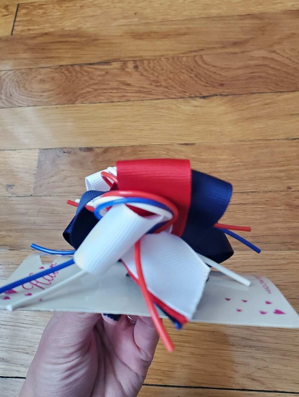 Patrotic Hair Bow Clip - Red White Blue - Picture 5 of 8